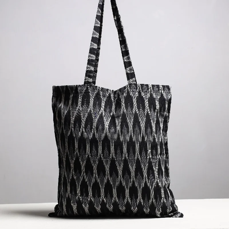 Bags With Tsa-Approved Features Black - Handcrafted Pochampally Ikat Weave Cotton Jhola Bag