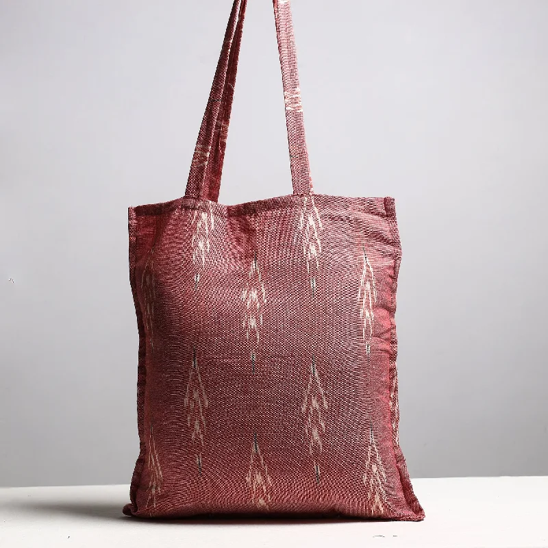 Eco-Friendly Bags For Sustainable Fashion Lovers Peach - Handcrafted Pochampally Ikat Weave Cotton Jhola Bag