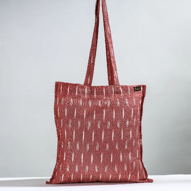 High-Quality Bags Maroon - Handcrafted Pochampally Ikat Weave Cotton Jhola Bag