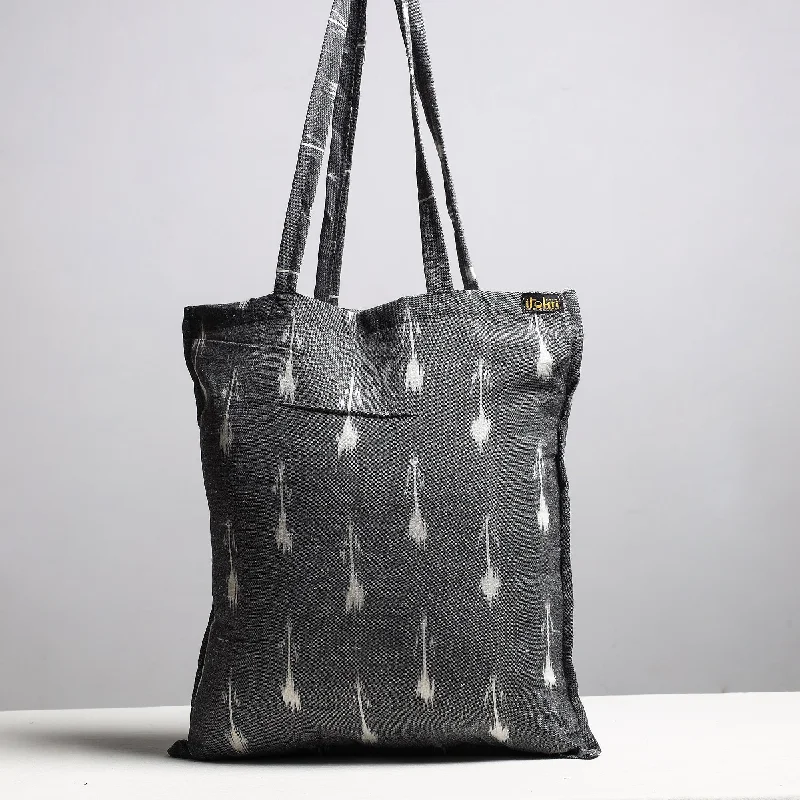 Bags With Limited-Time Deals Grey - Handcrafted Pochampally Ikat Weave Cotton Jhola Bag