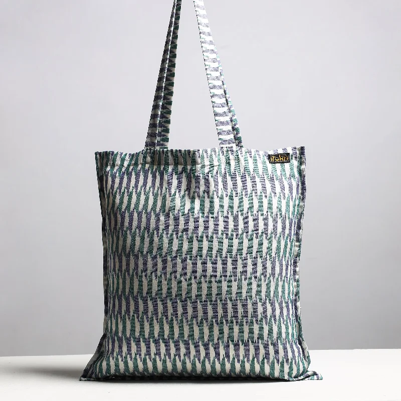 Spacious Bags With Holiday Promotions Multicolor - Handcrafted Pochampally Ikat Weave Cotton Jhola Bag