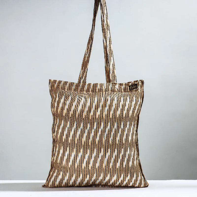 Odor-Resistant And Budget Bags Brown - Handcrafted Pochampally Ikat Weave Cotton Jhola Bag