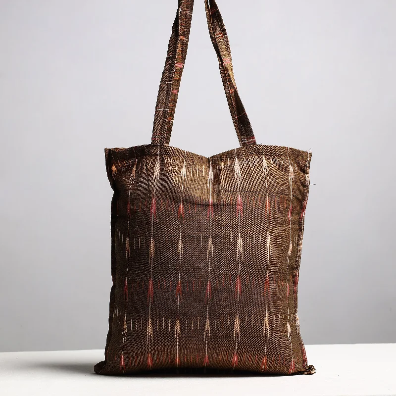 Elegant And On-Sale Evening Bags Brown - Handcrafted Pochampally Ikat Weave Cotton Jhola Bag