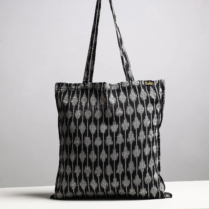 Urban Style Black - Handcrafted Pochampally Ikat Weave Cotton Jhola Bag