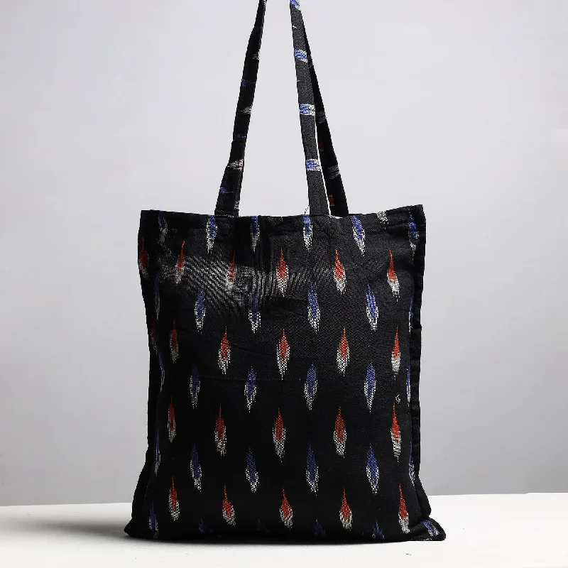 Designer-Inspired Bags At Budget-Friendly Prices Black - Handcrafted Pochampally Ikat Weave Cotton Jhola Bag