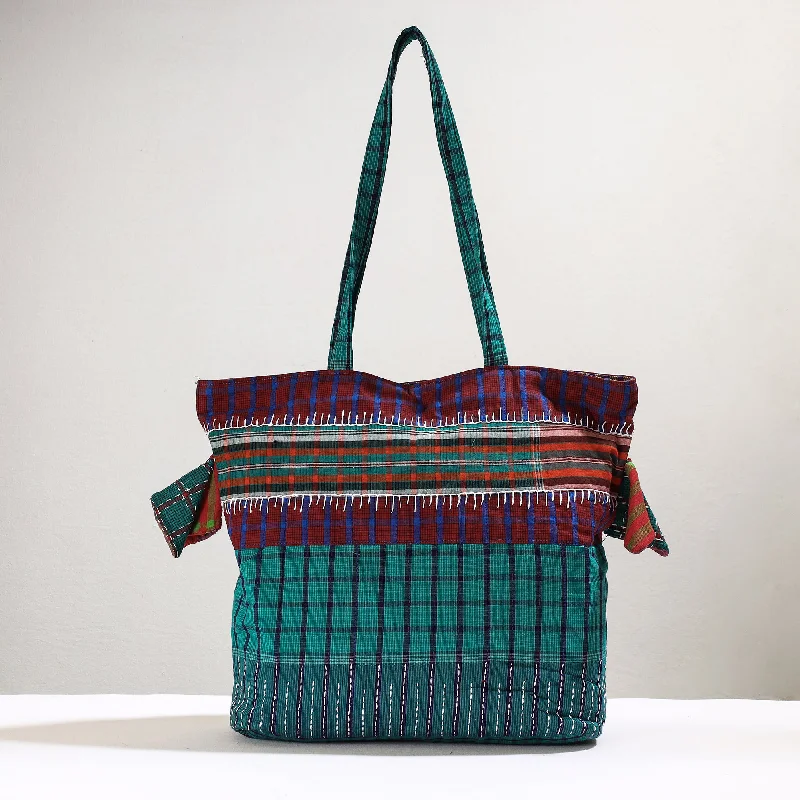 Limited-Time Offer On Trendy Bags Green - Handmade Gamcha Fabric Kantha Work Tote Bag