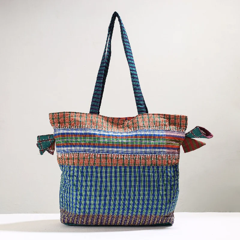 Designer Bags For Luxury Collectors With Offers Blue - Handmade Gamcha Fabric Kantha Work Tote Bag