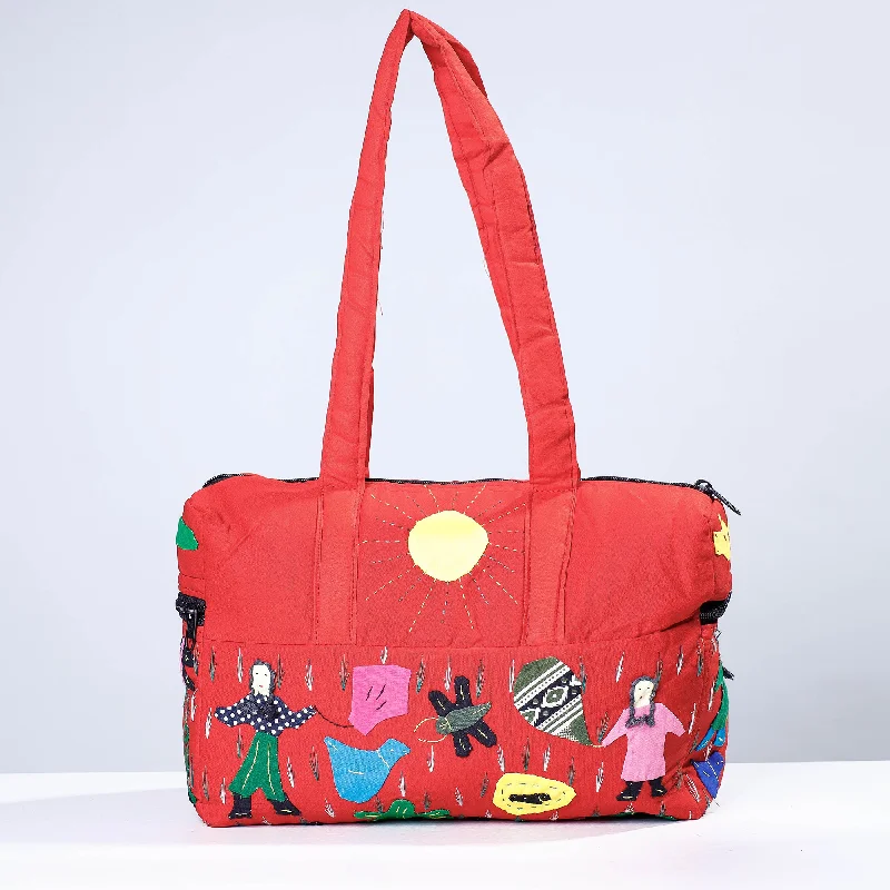 Cyber Monday Discounts On Bags Red - Pipli Applique Work Cotton Shoulder Bag