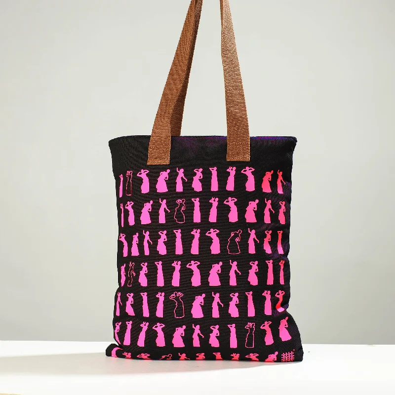 Sleek And Seasonal Sale Bags Black - Assam Bihu Cotton Canvas Shoulder Bag