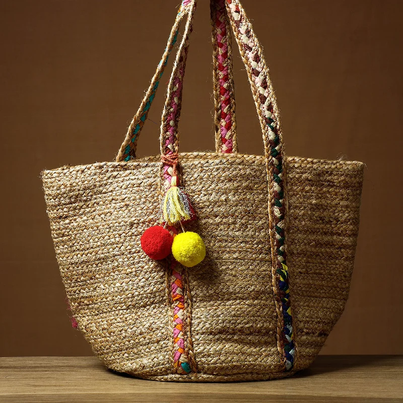 Affordable Handbags Beige - Handcrafted Multipurpose Jute Shopping Bag