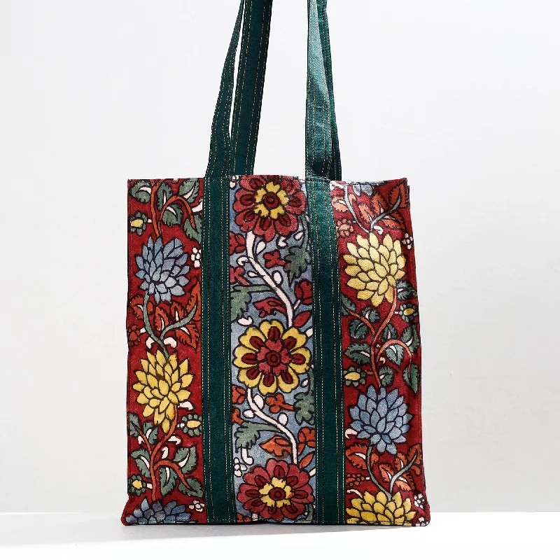 Luxury Bags Red - Handpainted Kalamkari Natural Dyed Cotton Shoulder Bag