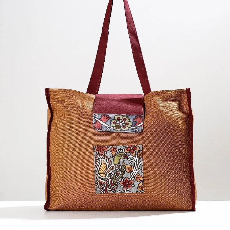Modern And Limited-Time Offer Bags Brown - Handpainted Kalamkari Natural Dyed Cotton Shoulder Bag
