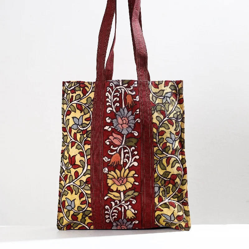 Luxury Bags On Sale Yellow - Handpainted Kalamkari Natural Dyed Cotton Shoulder Bag