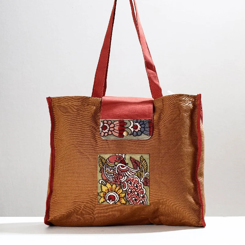 Retro Lovers Brown - Handpainted Kalamkari Natural Dyed Cotton Shoulder Bag