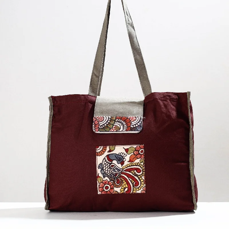Cyber Monday Discounts On Bags Maroon - Handpainted Kalamkari Natural Dyed Cotton Shoulder Bag