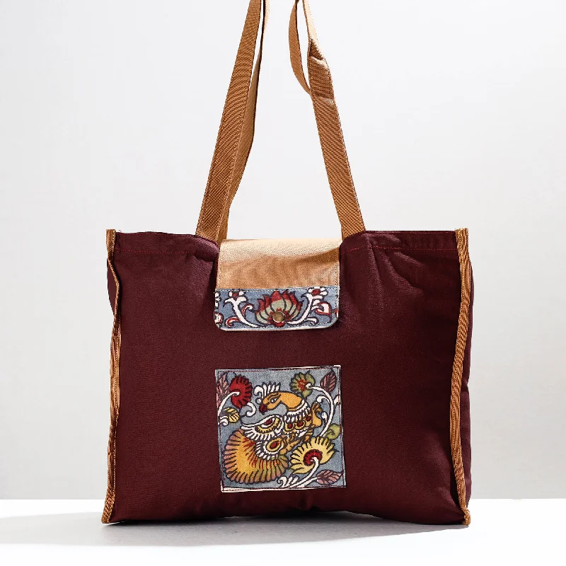 Luxury Bags On Sale Brown - Handpainted Kalamkari Natural Dyed Cotton Shoulder Bag