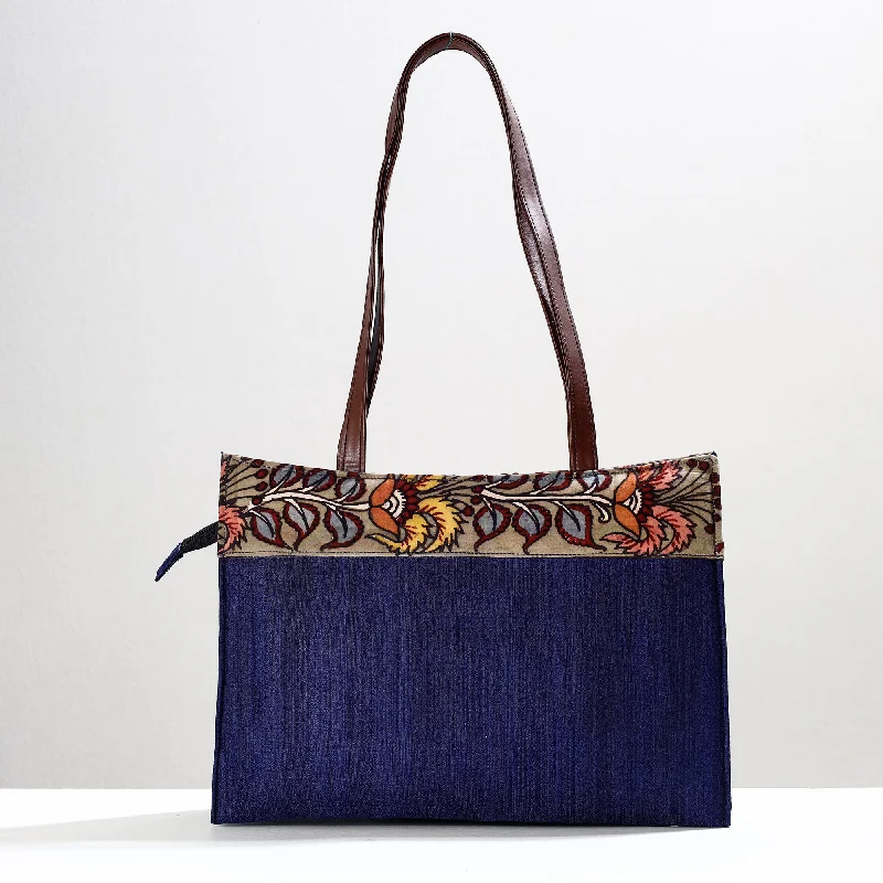 Affordable Handbags Blue - Handpainted Kalamkari Natural Dyed Ghicha Silk Shoulder Bag