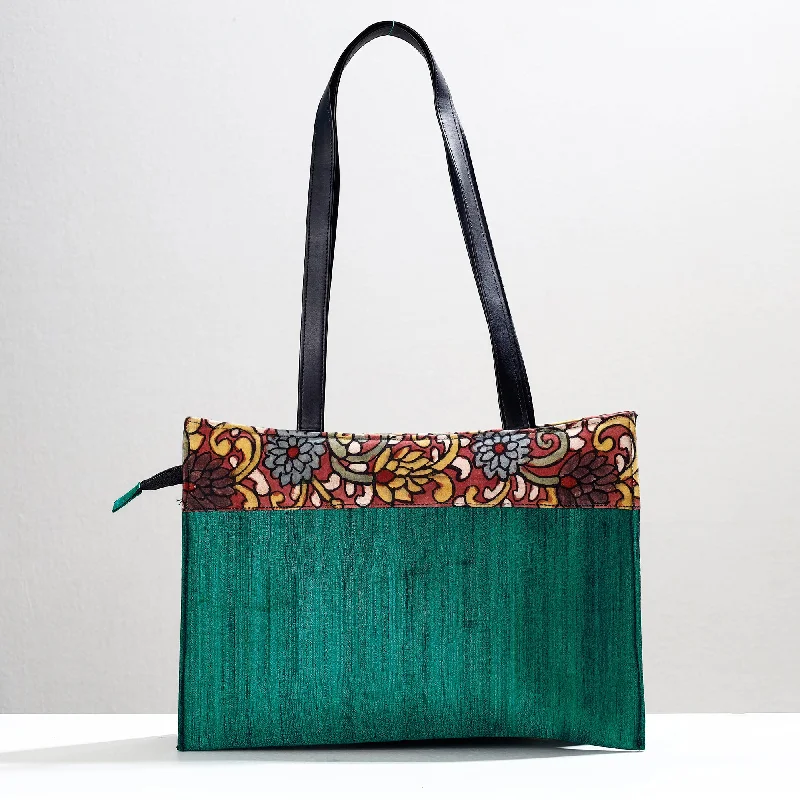 Bag For Modern Fashion Green - Handpainted Kalamkari Natural Dyed Ghicha Silk Shoulder Bag