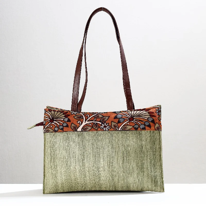 Urban Style Green - Handpainted Kalamkari Natural Dyed Ghicha Silk Shoulder Bag
