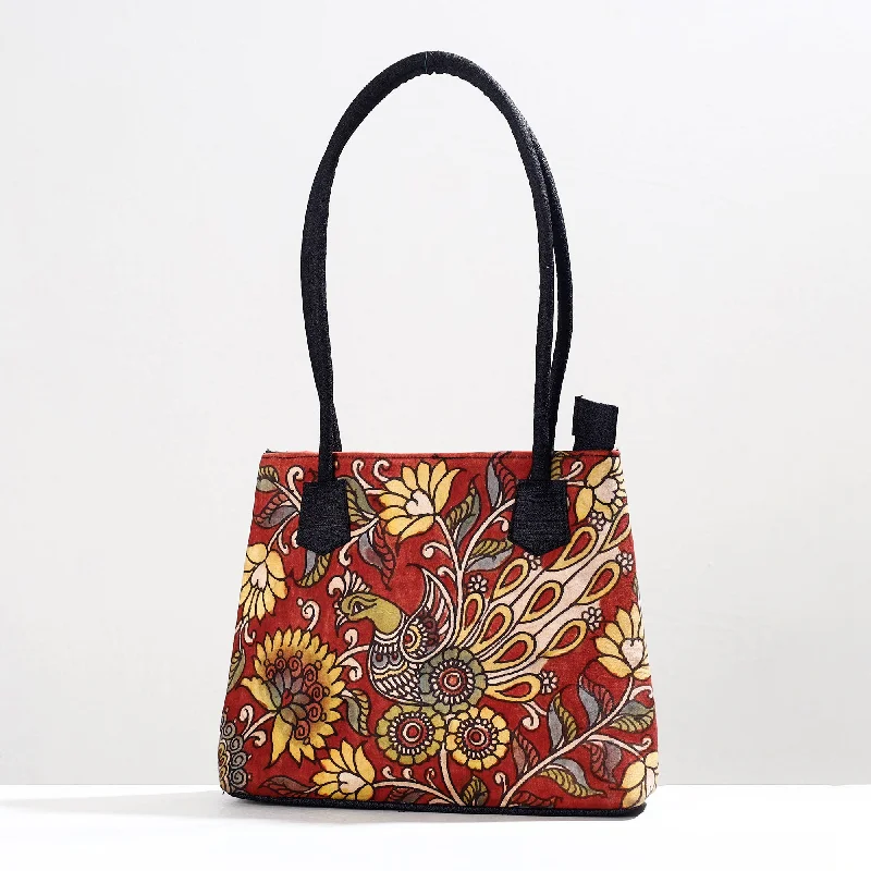 Inspired Bags For Affordable Luxury Red - Handpainted Kalamkari Natural Dyed Cotton Shoulder Bag