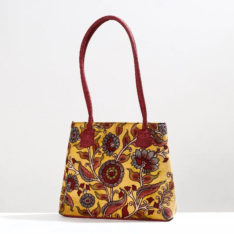 Inspired Bags For Timeless Elegance Yellow - Handpainted Kalamkari Natural Dyed Cotton Shoulder Bag