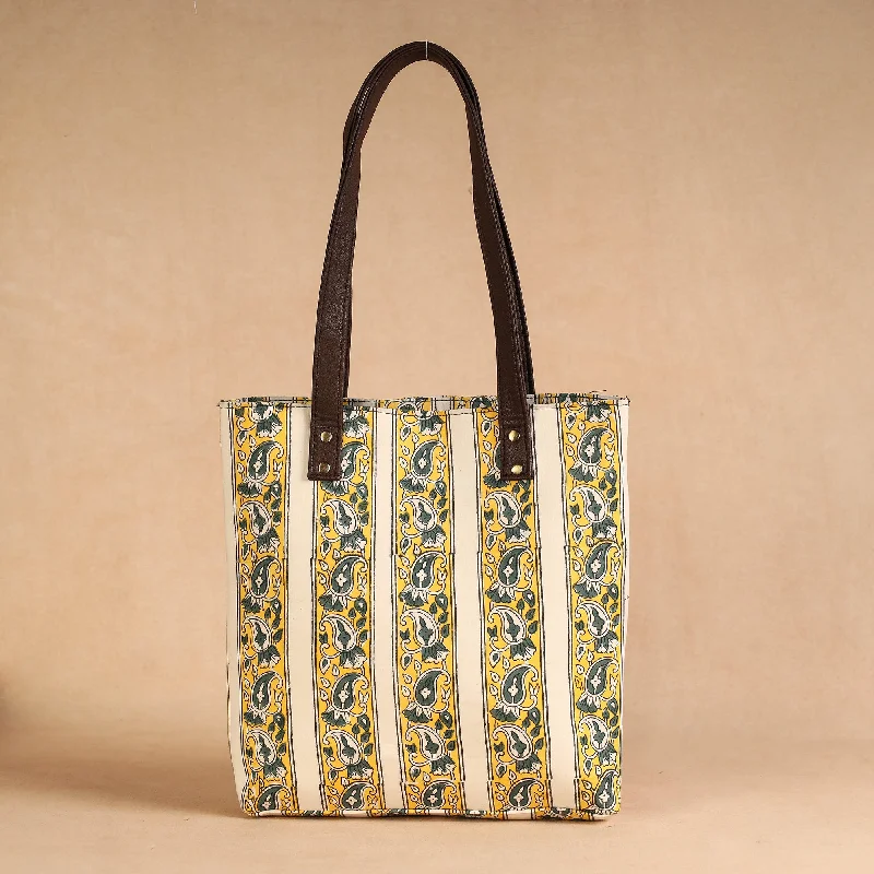 Limited-Time Offer On Trendy Bags Yellow - Handcrafted Sanganeri Printed Leather Shoulder Bag