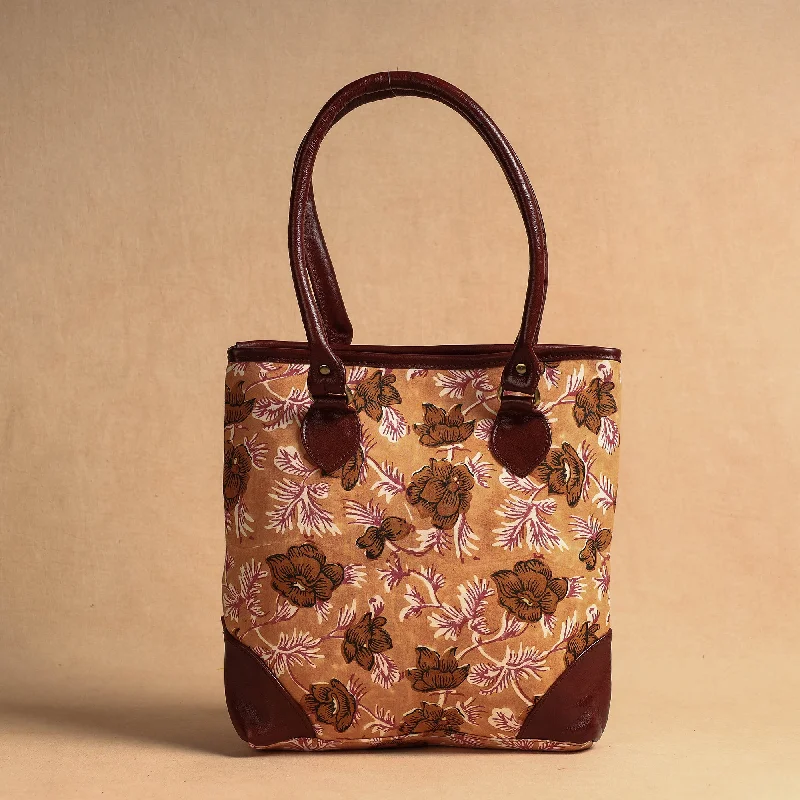 Inspired Bags For Luxury Fashion Lovers Brown - Handcrafted Sanganeri Printed Leather Shoulder Bag