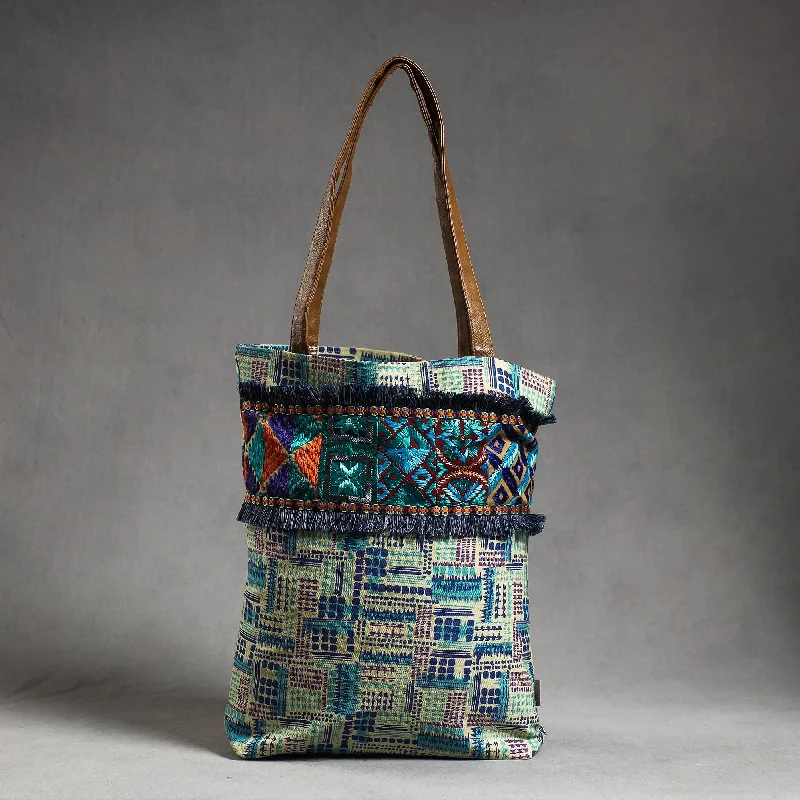 Clearance-Priced Bags Multicolor - Phulkari Embroidery Canvas Cotton Tote Bag