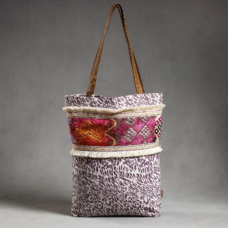 Durable And Cheap Bags Purple - Phulkari Embroidery Canvas Cotton Tote Bag