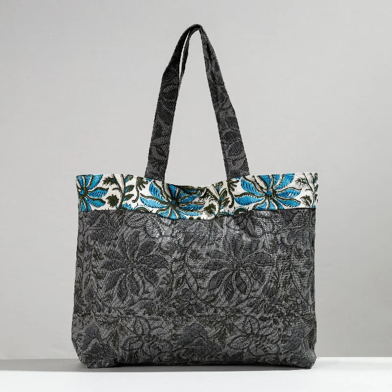 Eco-Friendly And Discounted Bags Grey - Hand Block Printed Laminated Jute Shoulder Bag