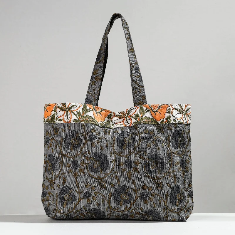 Active Lifestyles Grey - Hand Block Printed Laminated Jute Shoulder Bag