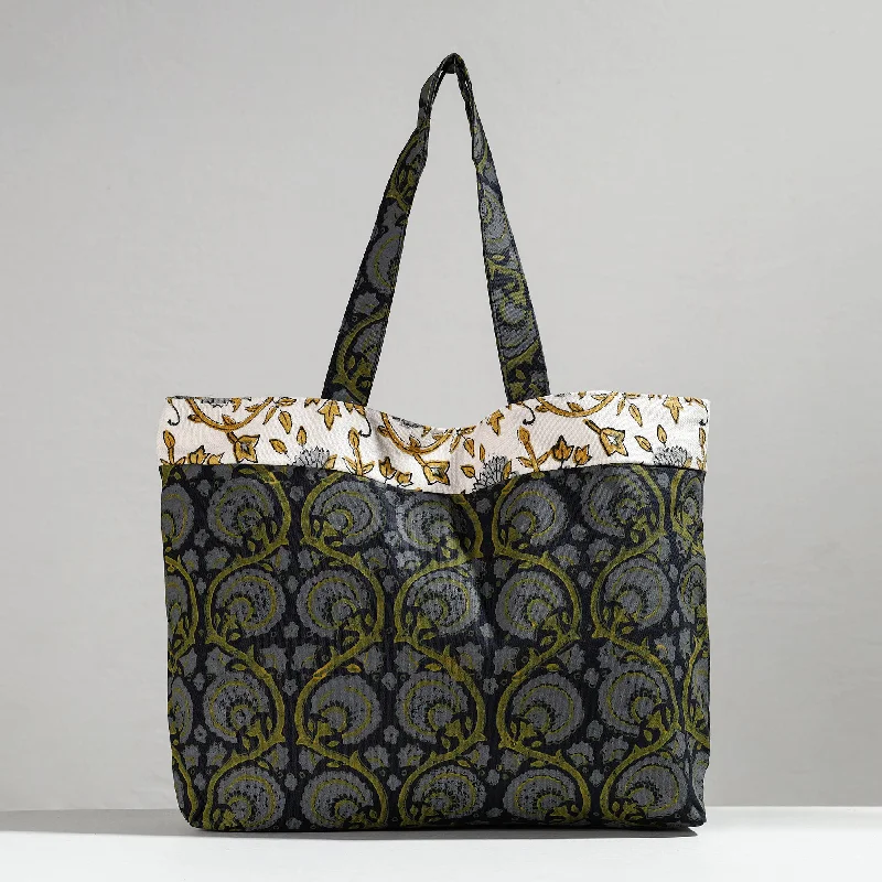 Black Friday Deals On Stylish Handbags Black - Hand Block Printed Laminated Jute Shoulder Bag