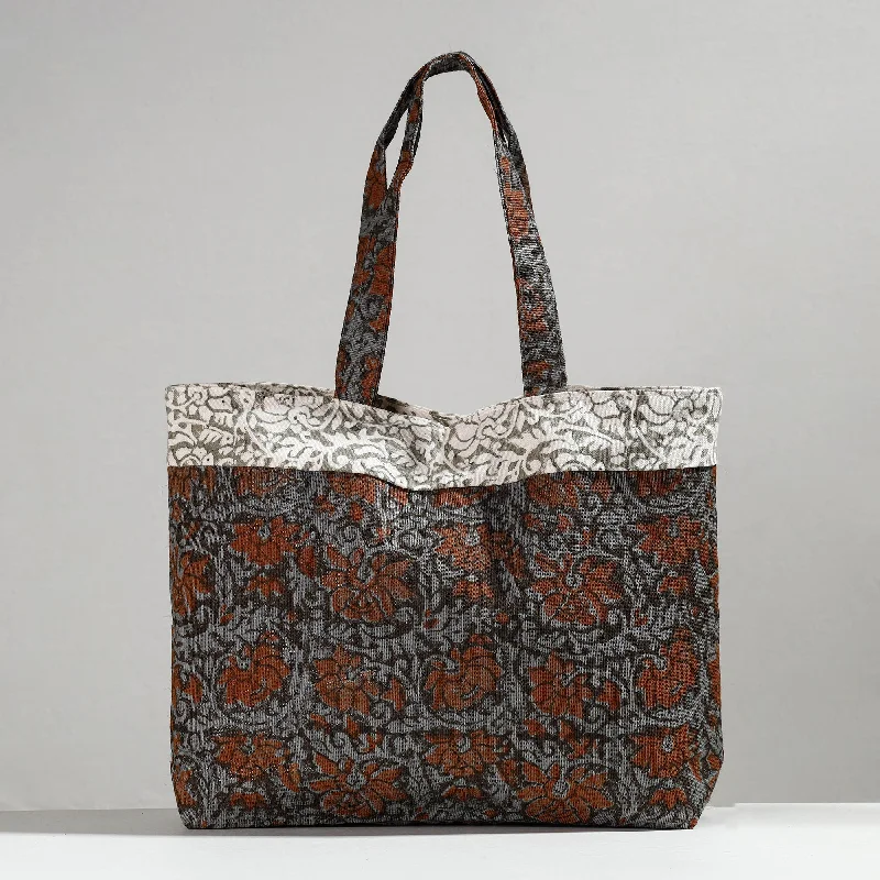 Bags For Personalized Gifts Grey - Hand Block Printed Laminated Jute Shoulder Bag