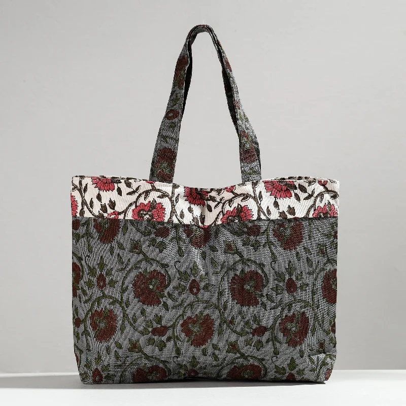 Urban Style Grey - Hand Block Printed Laminated Jute Shoulder Bag