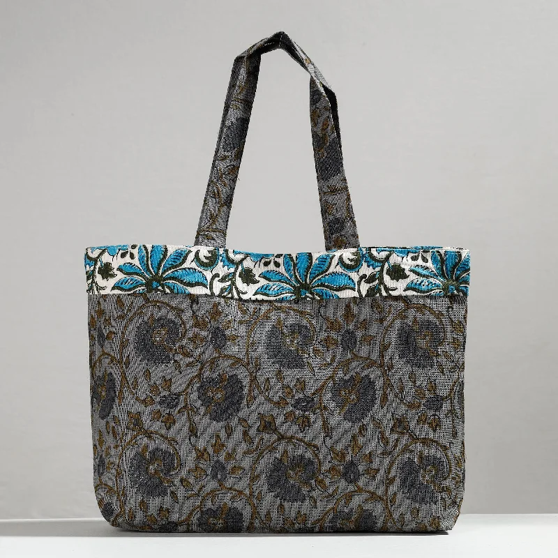 Sporty Bags For Active And Athletic Lifestyles Grey - Hand Block Printed Laminated Jute Shoulder Bag
