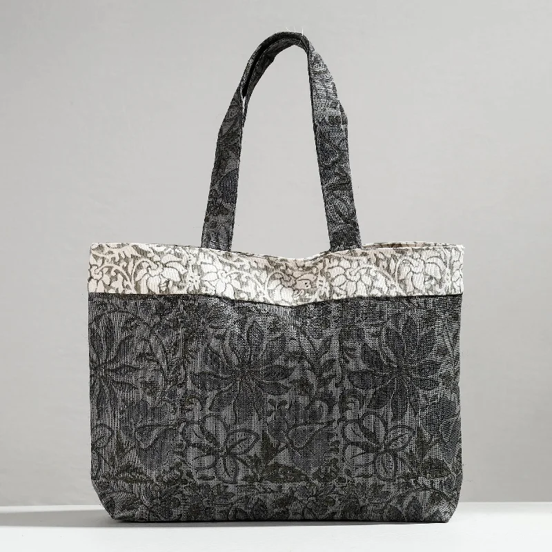 Bags For Personalized Gifts Grey - Hand Block Printed Laminated Jute Shoulder Bag