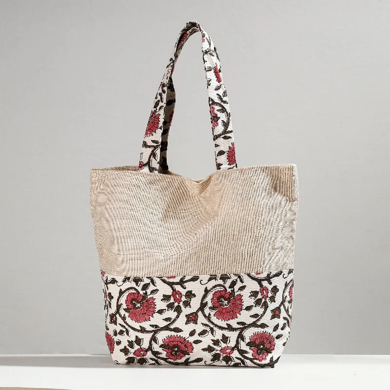 Stylish Yet Affordable Bags Multicolor - Hand Block Printed Jute Shoulder Bag