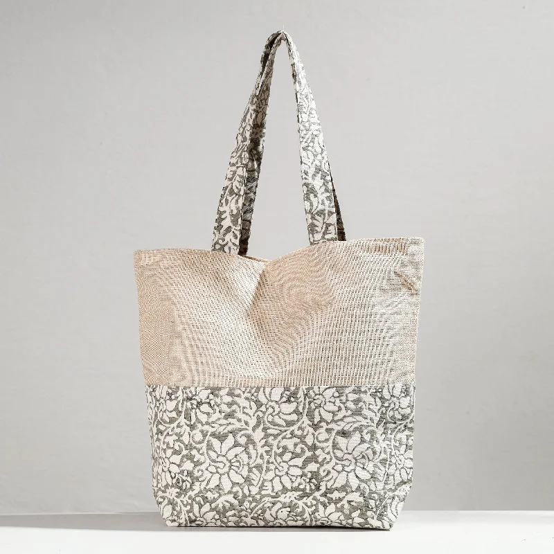 Bags For Personalized Gifts Multicolor - Hand Block Printed Jute Shoulder Bag