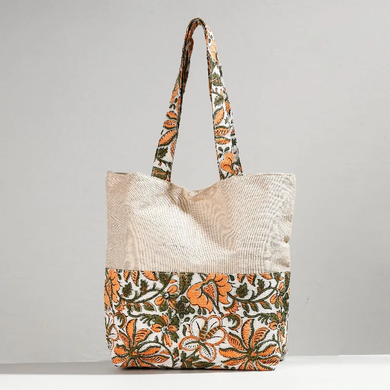 Trendy Bags Multicolor - Hand Block Printed Jute Shoulder Bag