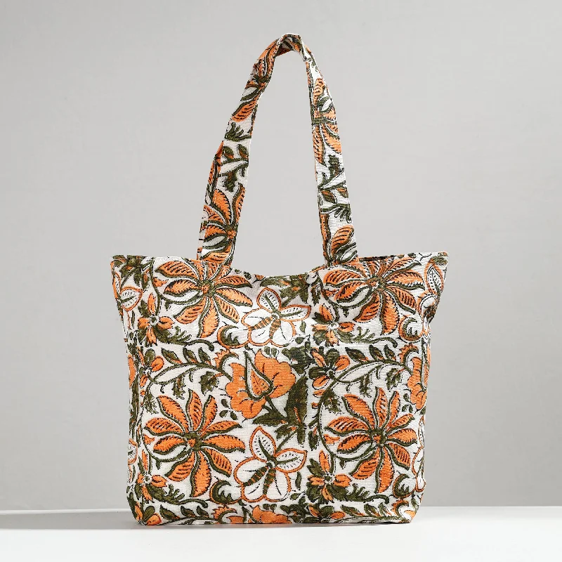 Lightweight And Functional Bags For Travel And Work Multicolor - Hand Block Printed Canvas Cotton Shoulder Bag