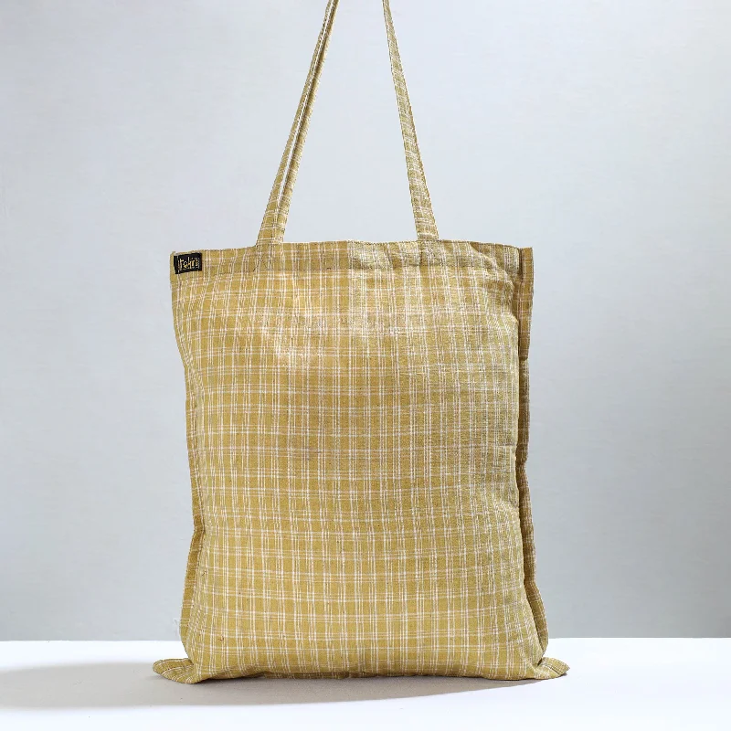 Designer Bags For Luxury Collectors Yellow - Jhiri Pure Handloom Cotton Jhola Bag 23