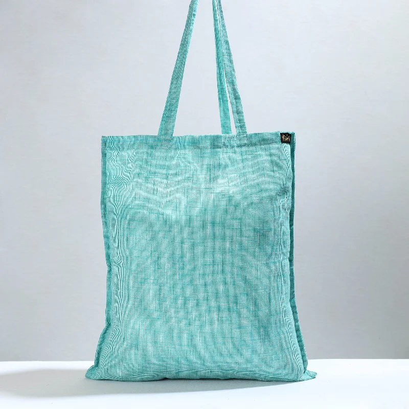 Luxury Bags For Working Professionals Green - Jhiri Pure Handloom Cotton Jhola Bag 24