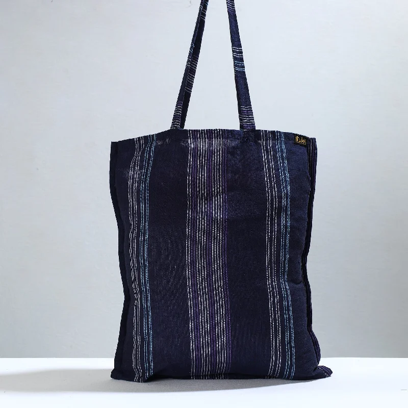 Stylish Bags For Fashion Influencers And Bloggers Blue - Jhiri Pure Handloom Cotton Jhola Bag 36