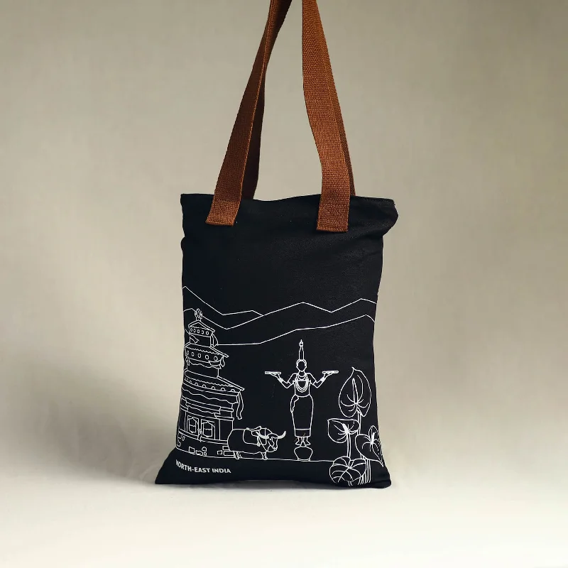 Professional Bags With Office Discounts Black - North-East India's Iconic Symbols Cotton Canvas Tote Bag