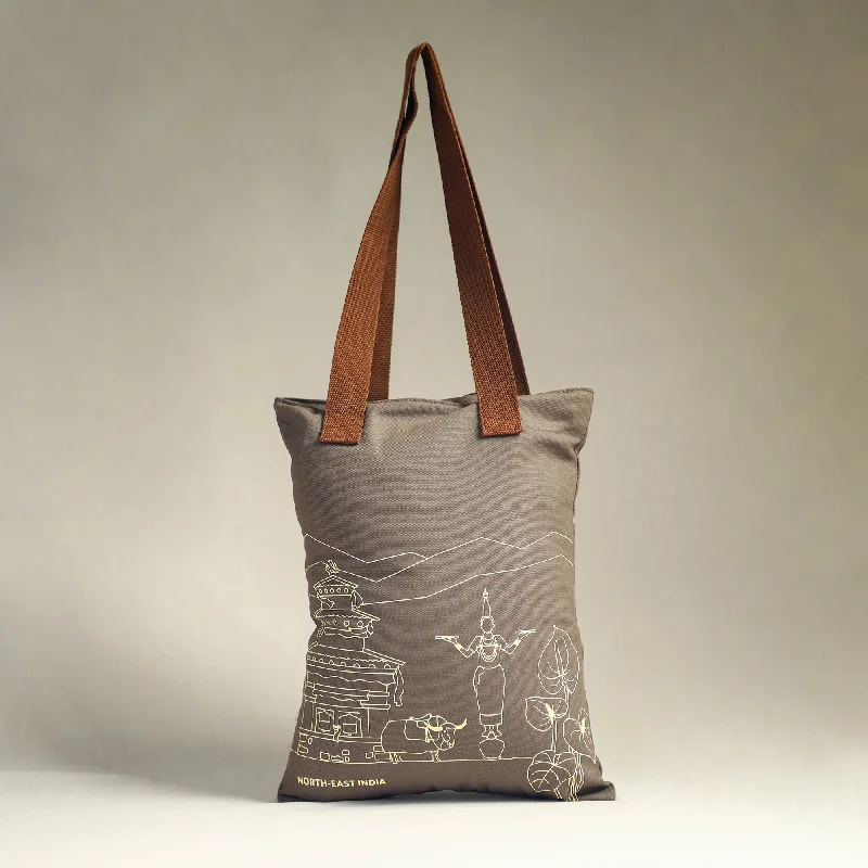 Luxurious Bags With Limited-Time Offers Brown - North-East India's Iconic Symbols Cotton Canvas Tote Bag