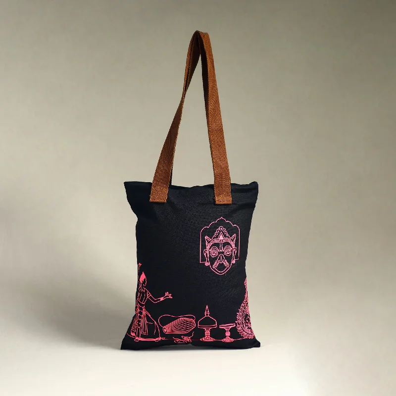 Clearance-Priced Bags Black - Assam's Popular Symbols Cotton Canvas Tote Bag