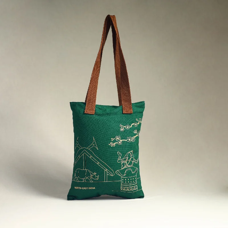 Bold And Flash-Sale Bags Green - North-East India's Iconic Symbols Cotton Canvas Tote Bag