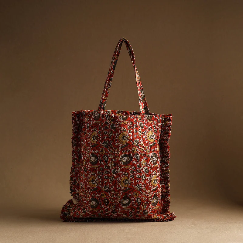 Eco-Friendly Bags For Sustainable Fashion Lovers Red - Handcrafted Cotton Frill Jhola Bag 14