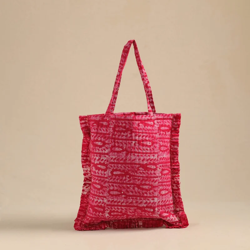 Glamorous Bags For Evening Events And Parties Handcrafted Cotton Frill Jhola Bag 45