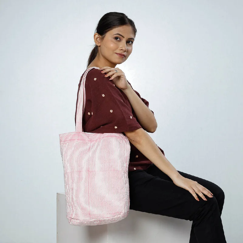 Stylish Bags For Fashion Bloggers Pink - Handcrafted Quilted Bagru Block Printed Shoulder Bag